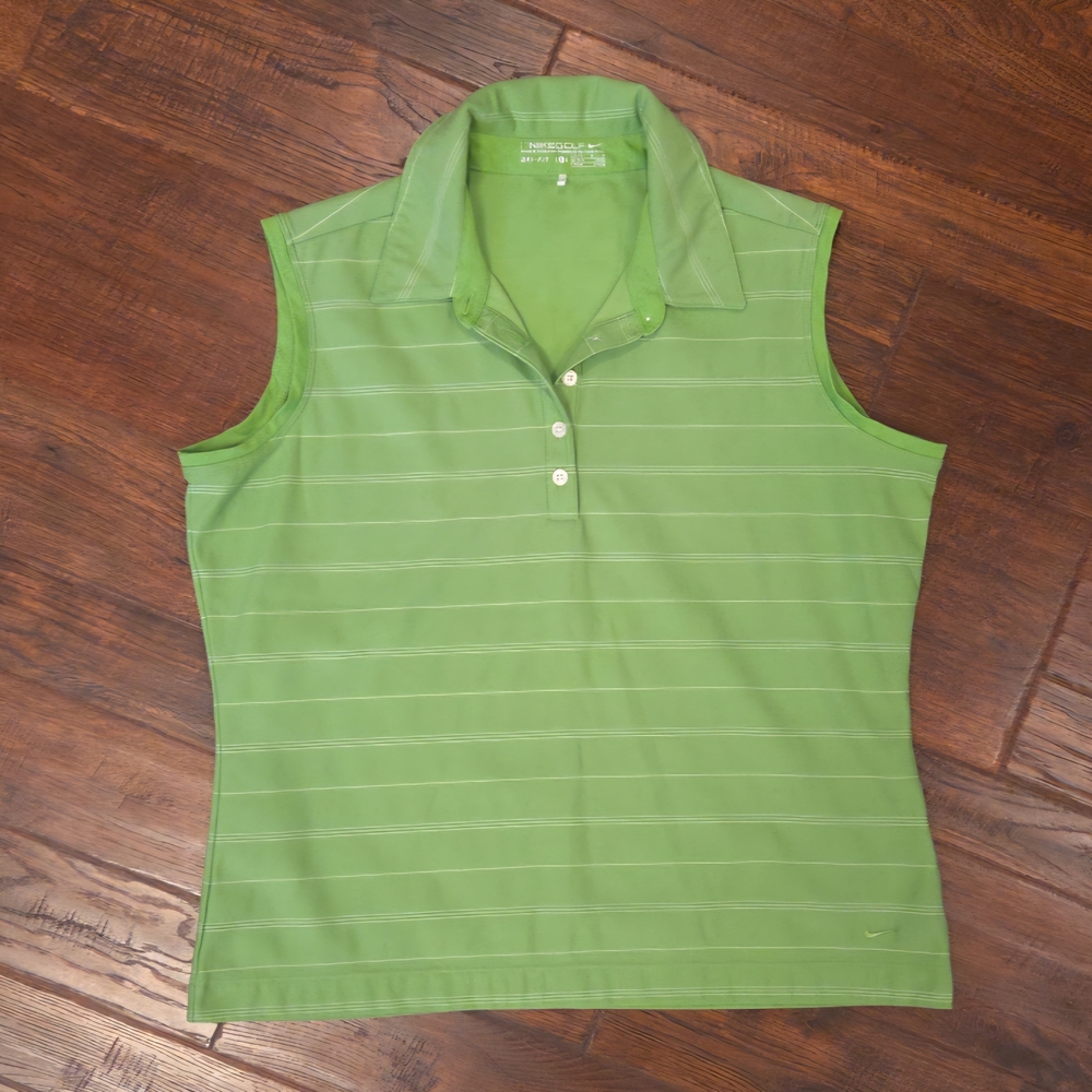 Nike Women's Green Sleeveless Polo Top Golf Pickleball Size L